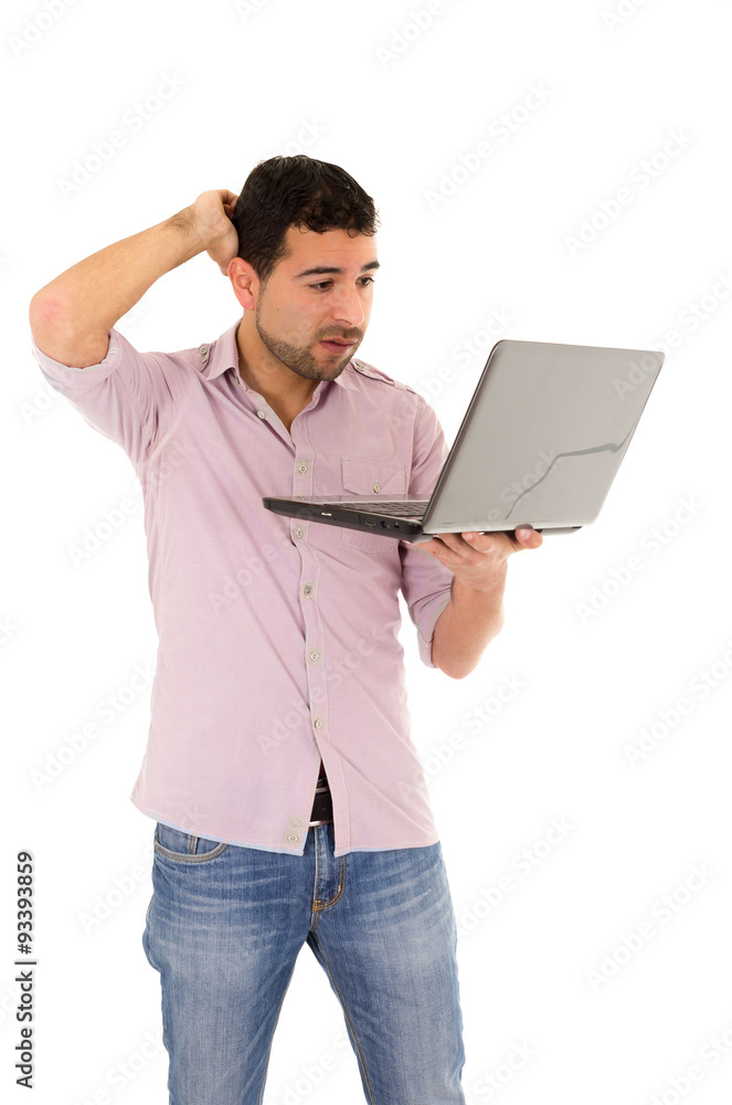 man with laptop problems