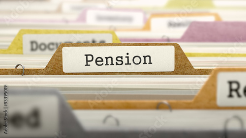 Pension Concept on File Label. photo