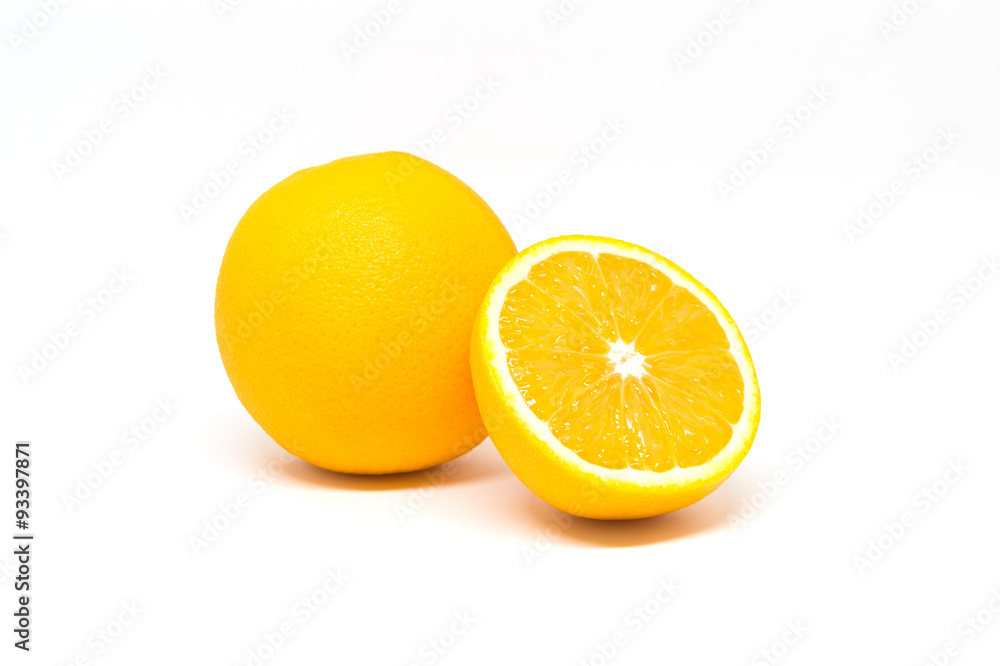 Sliced orange fruit isolated on white background Sliced orange fruit isolated on white background