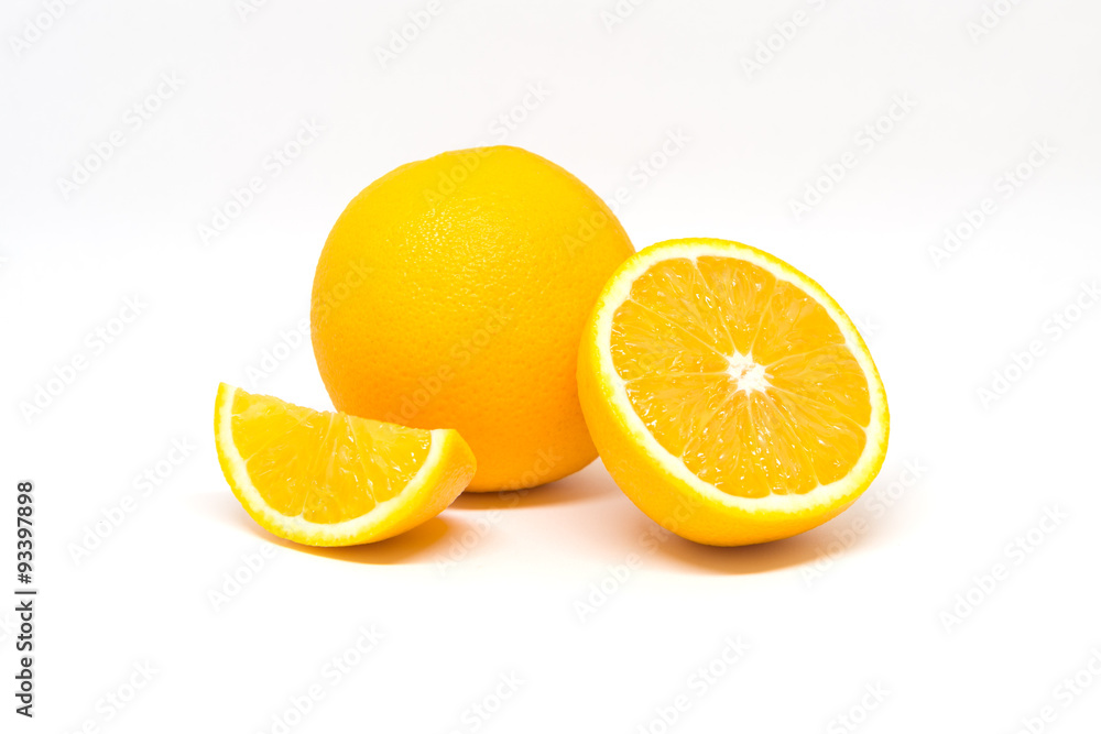 Sliced orange fruit isolated on white background Sliced orange fruit isolated on white background