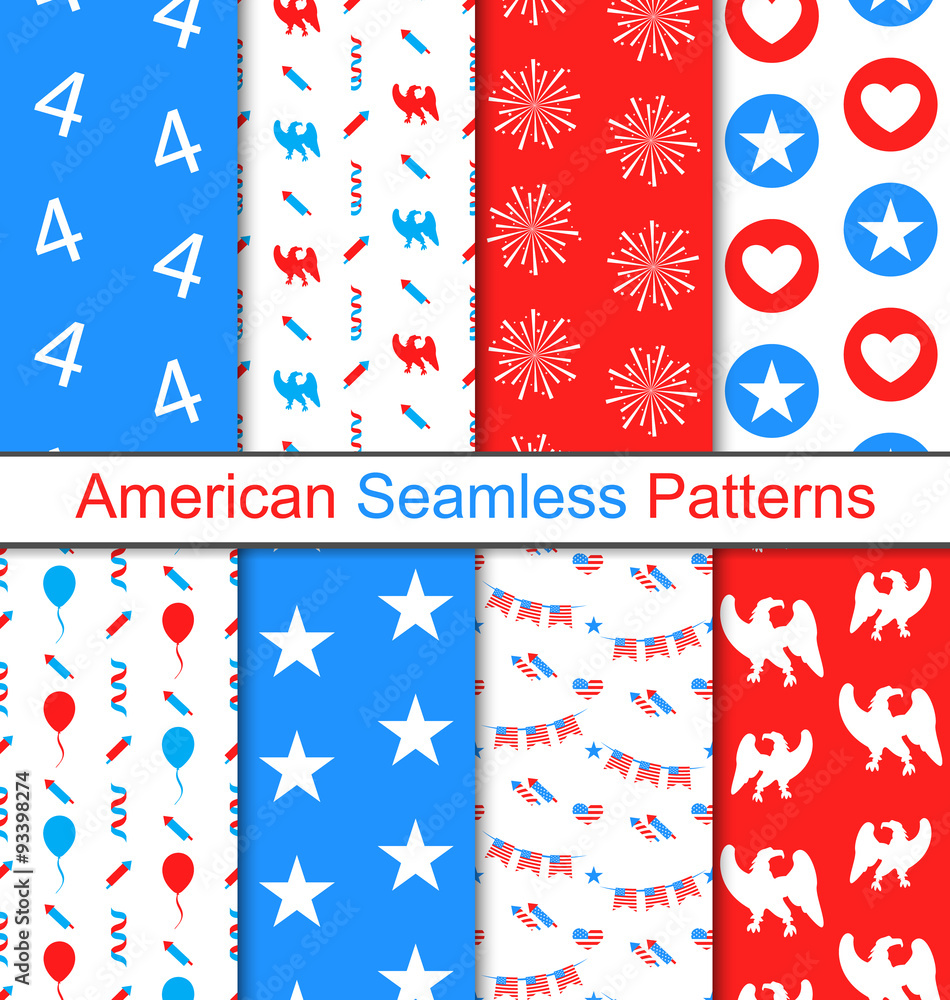 Obraz premium Set Seamless Pattern for Independence Day