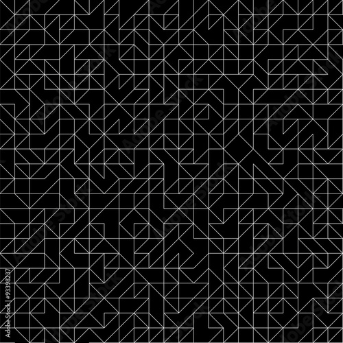 Seamless mosaic pattern with triangular elements, geometric grid. Abstract vector background
