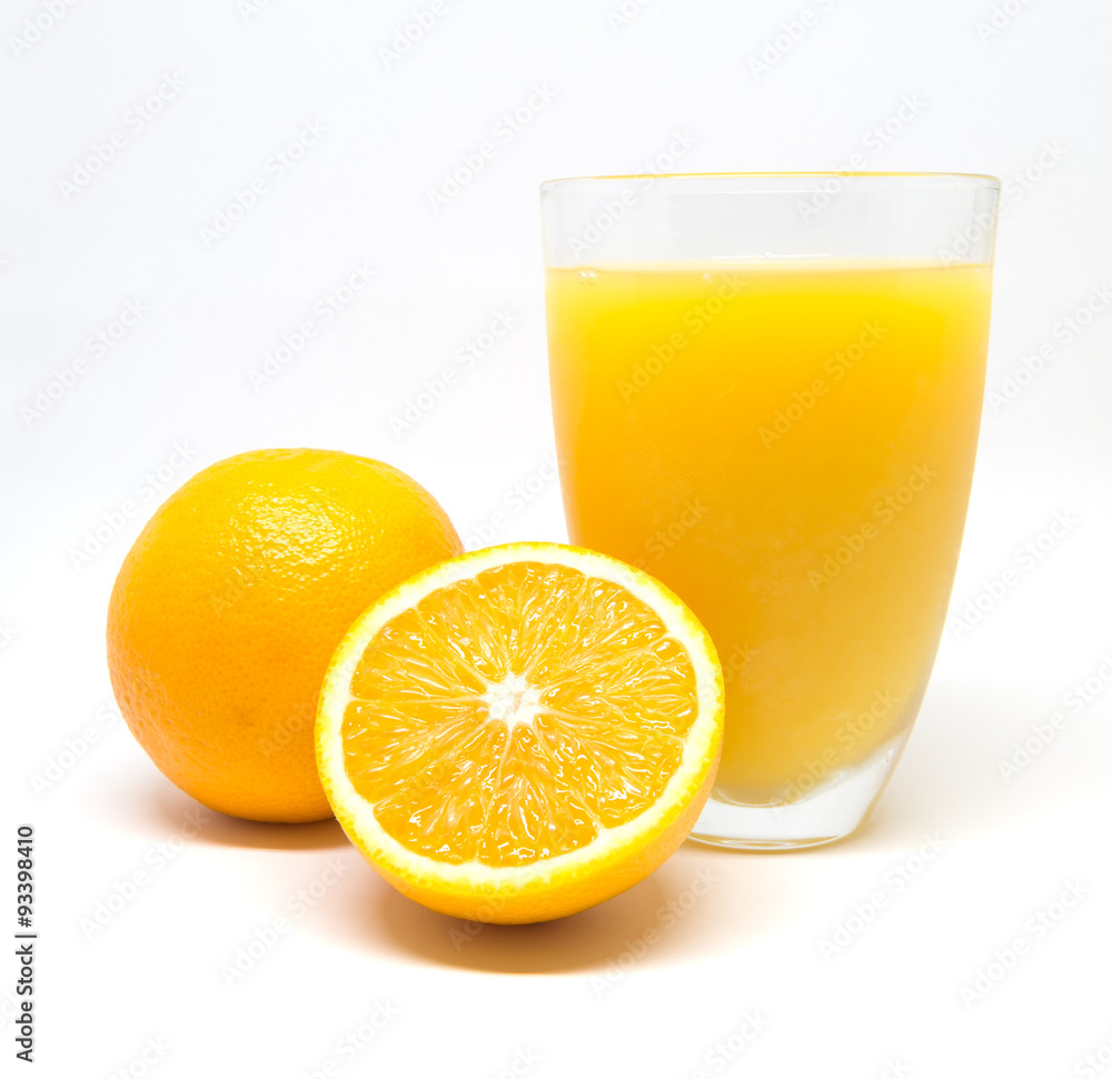 Orange juice and slices of orange isolated on white background Orange juice and slices of orange isolated on white background