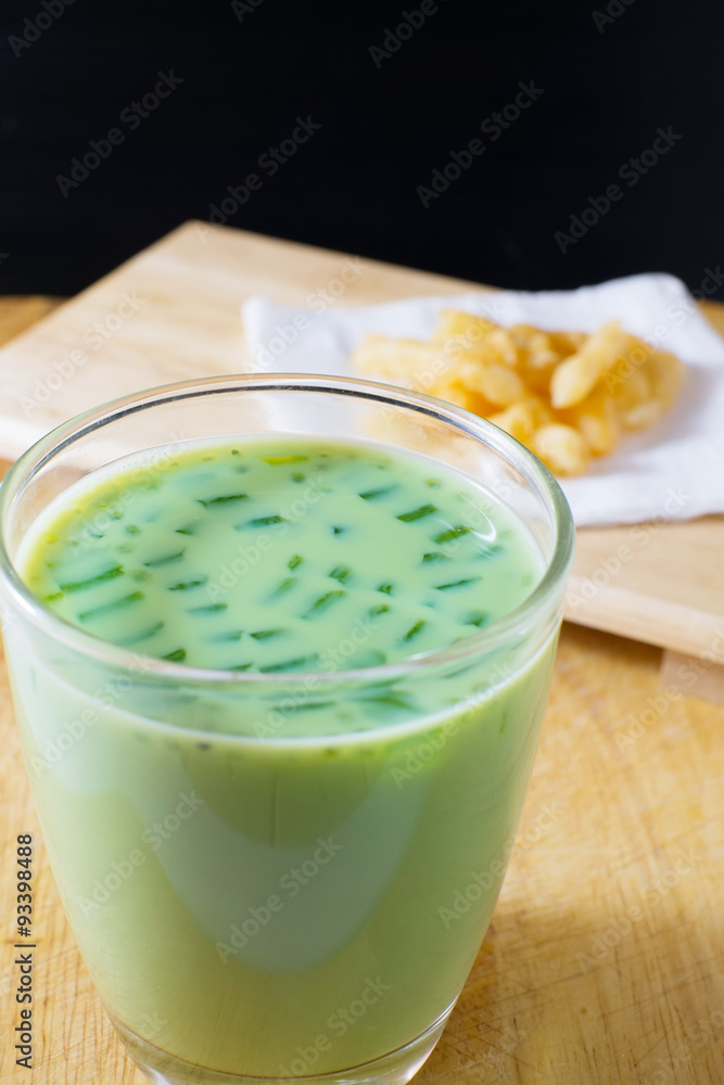 Green Tea Soybean Milk with Chinese Traditional Snacks Deep Fried Green Tea Soybean Milk with Chinese Traditional Snacks Deep Fried