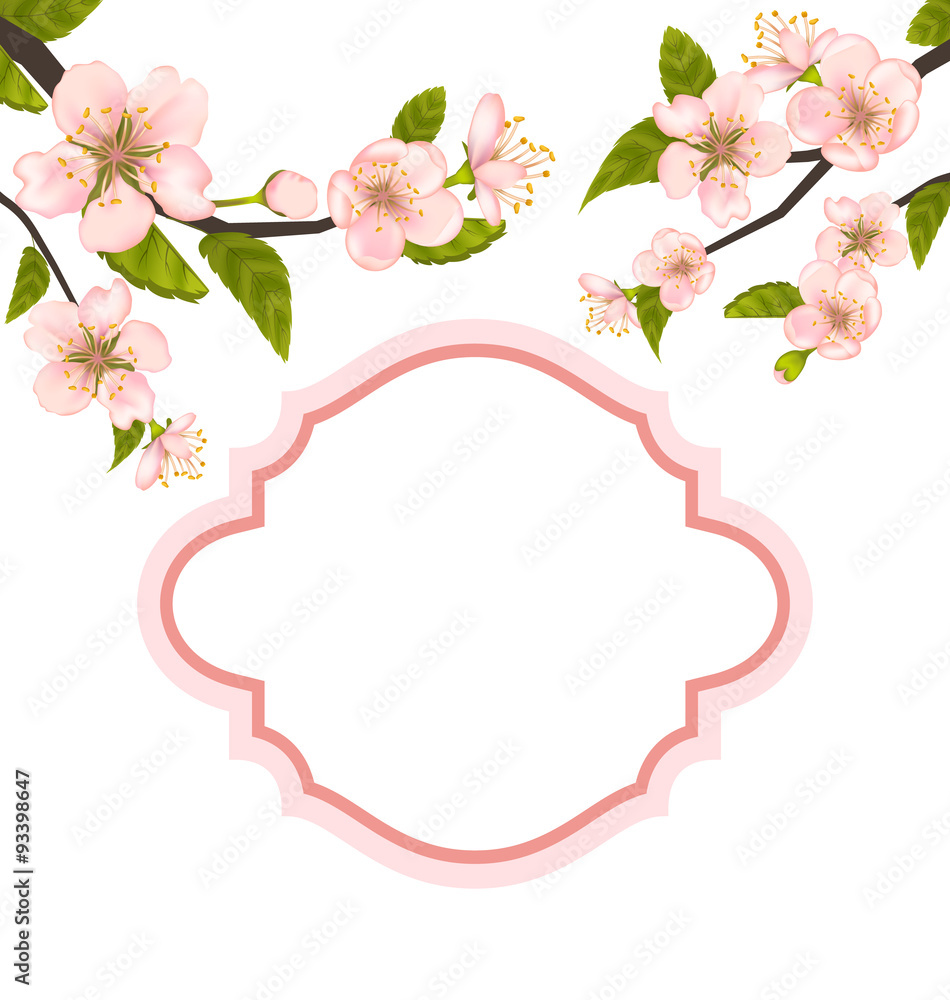 Fototapeta premium Spring Elegant Card with Blossoming Tree Branches