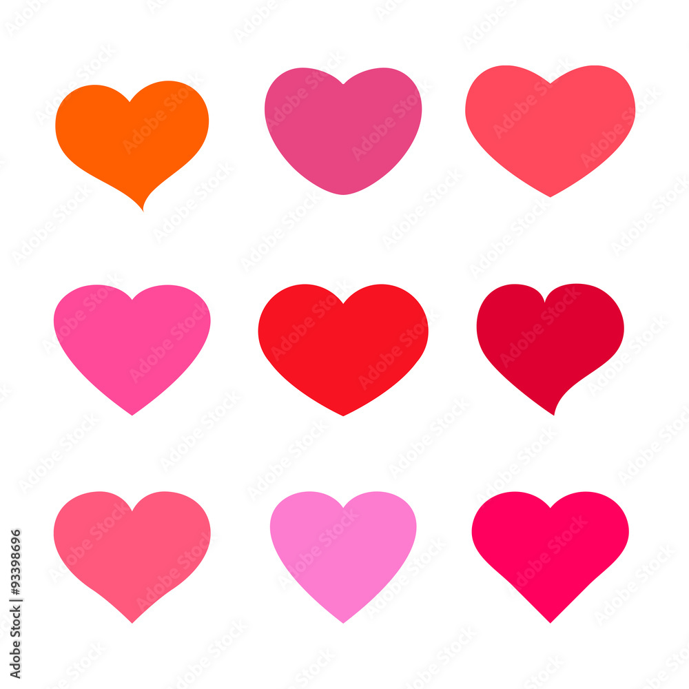 Heart icon set. Valentine Day 's collection. Vector illustration.