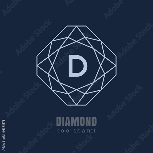 Abstract line diamond shape frame on dark blue background. Vecto