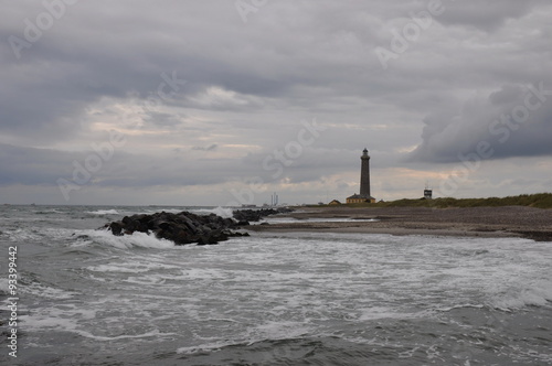 Skagen Leuchtturm Kattegat mit Brandung Dänemark photo