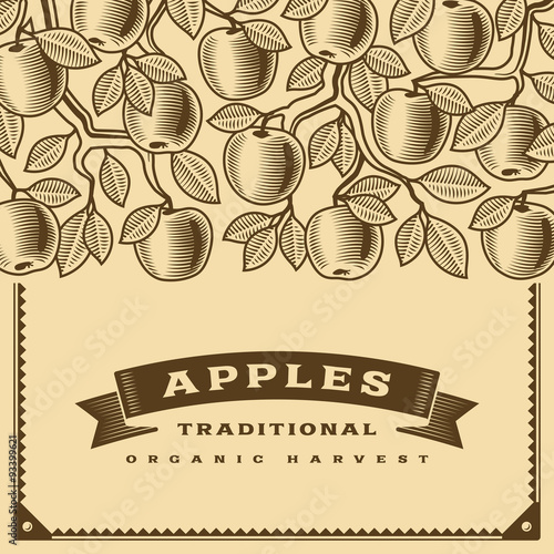 Retro apple harvest card brown