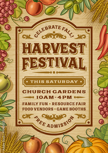 Vintage Harvest Festival Poster photo