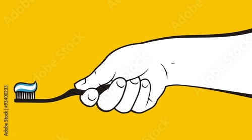 Hand with toothbrush