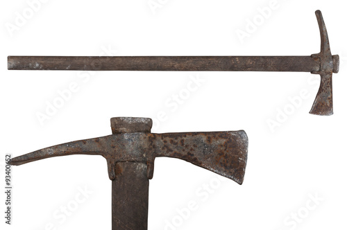 old tool pickaxe isolated on white