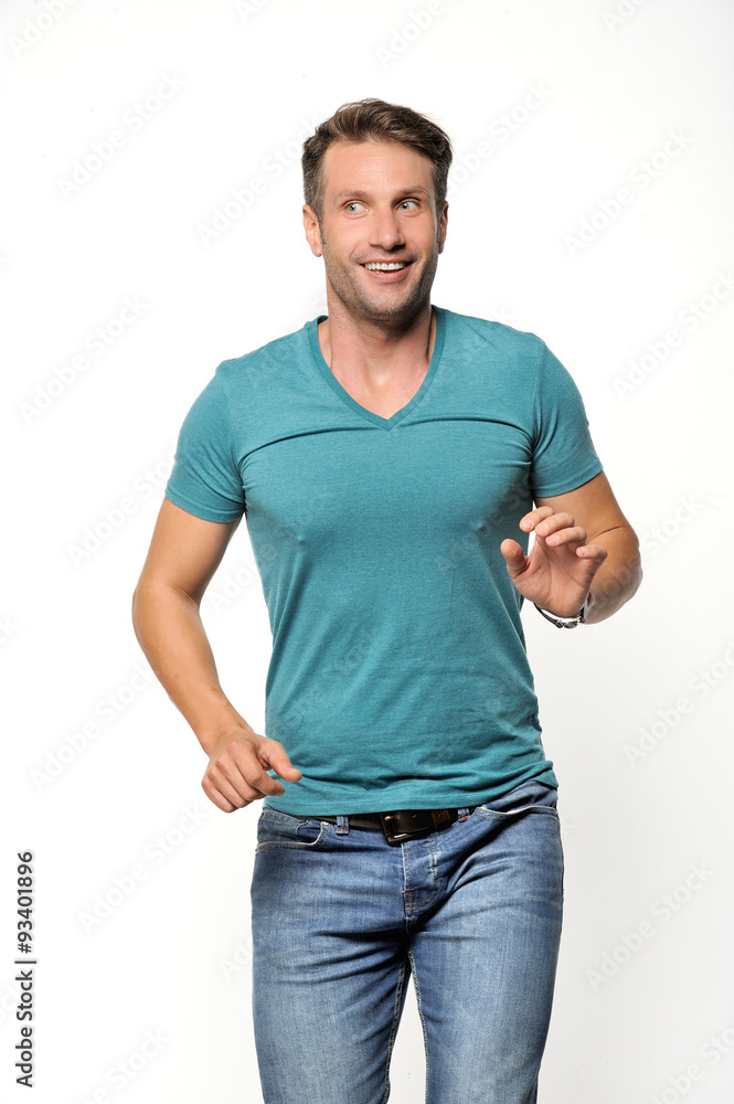 Fototapeta premium Happy Mature Businessman Isolated Over White Background