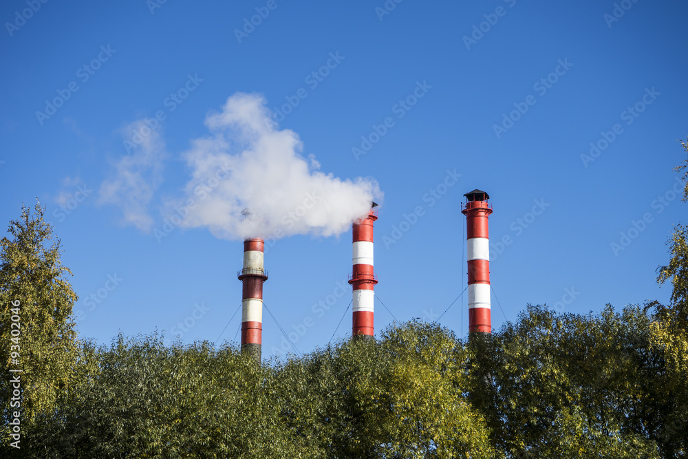 Pipes against blue sky