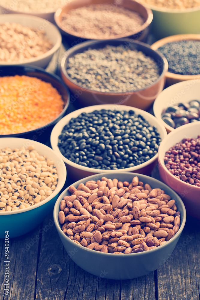 various legumes in bowls various legumes in bowls