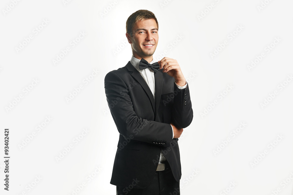 young business man holding isolated on white background young business man holding isolated on white background