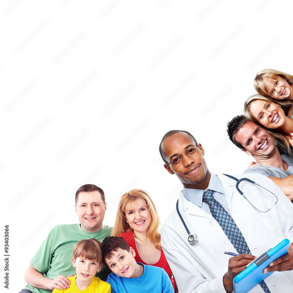 Medical doctor and happy family. Medical doctor and happy family.