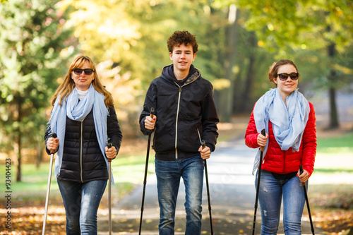 Nordic walking - active people working out