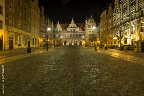 Gdansk, Poland, old city, town at night.
