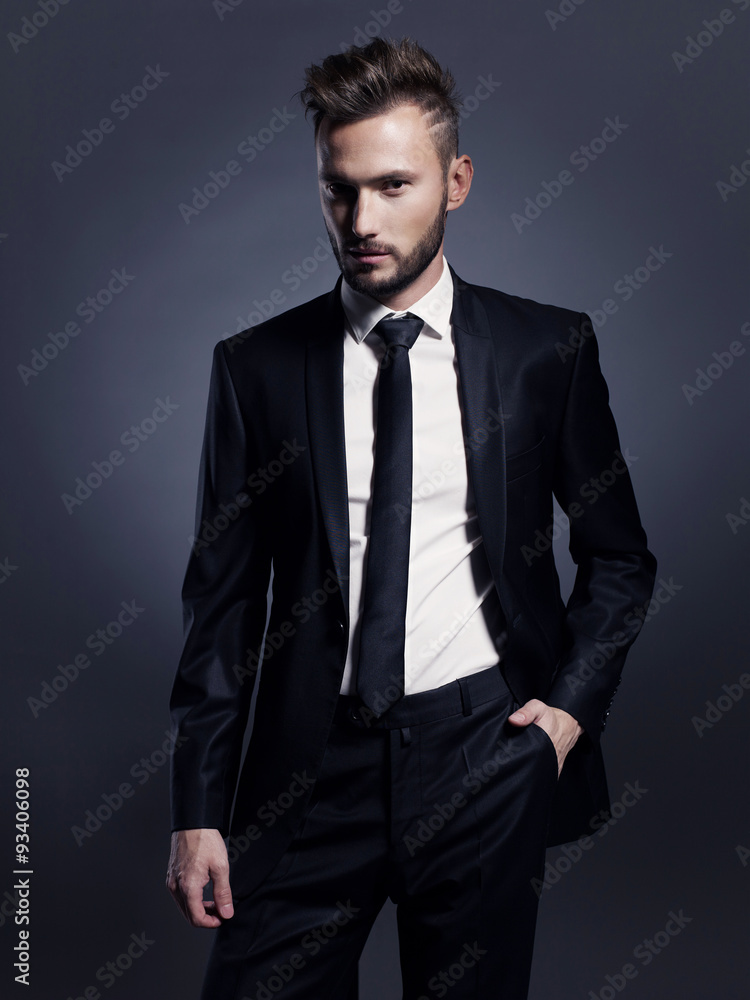 Handsome stylish man in black suit Handsome stylish man in black suit
