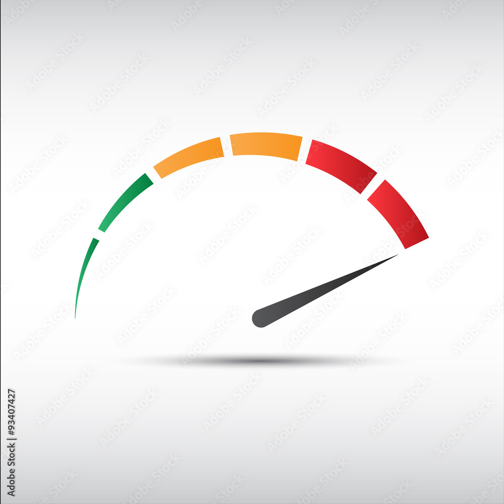 Color vector tachometer, speedometer icon, performance measurement ...