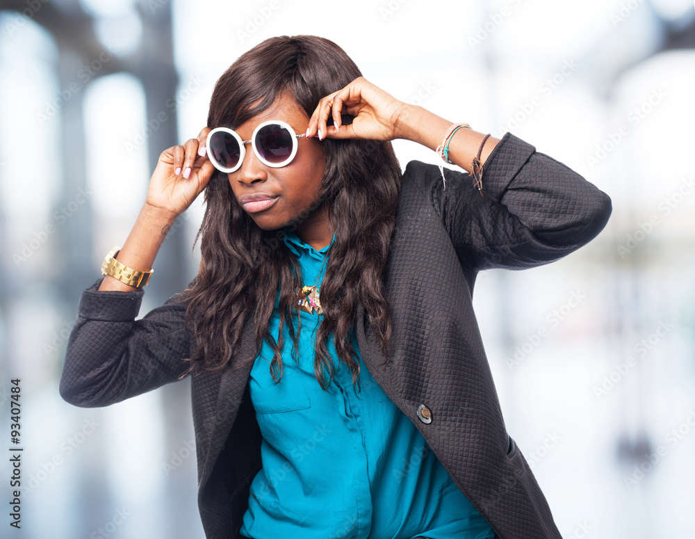 happy black-woman with sunglasses happy black-woman with sunglasses