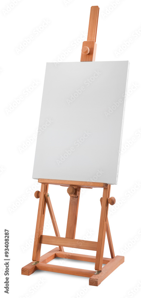 White painter canvas on wooden easel White painter canvas on wooden easel