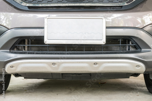 Closeup license plate at the in front of car