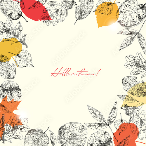 Vintage highly detailed hand drawn leaves.