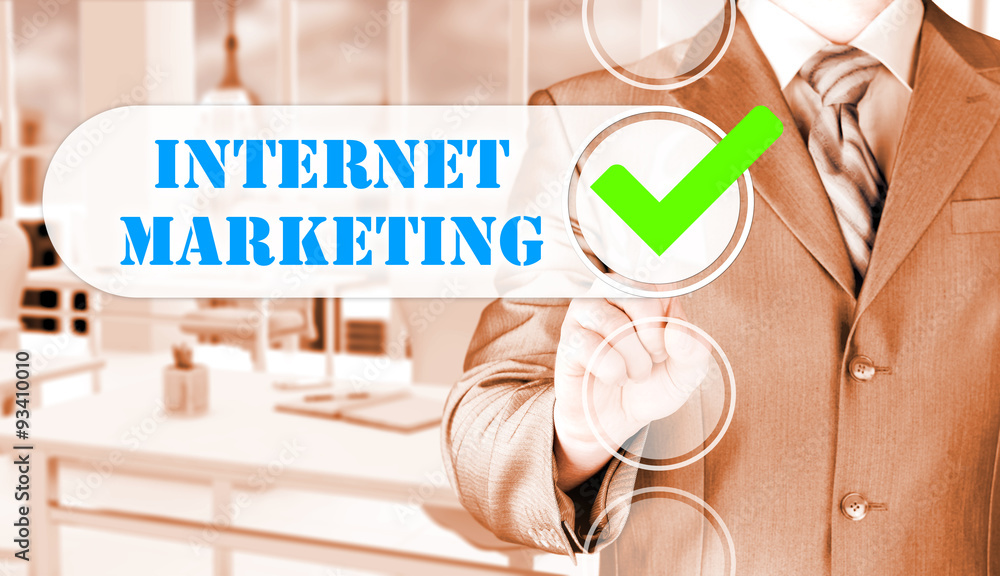 business man pressing checkbox internet marketing business man pressing checkbox internet marketing
