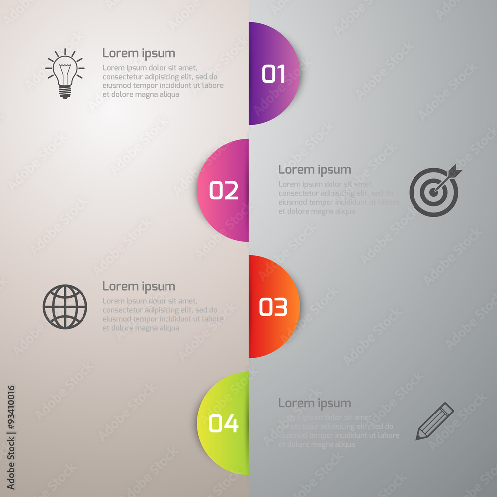 Vector illustration infographics 4 circle options. Vector illustration infographics 4 circle options.