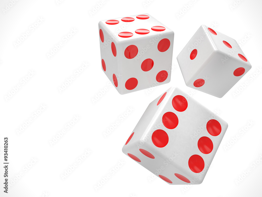 three dices on white