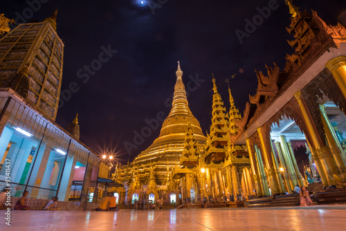 Shwedagon Pagoda in the night ,Yangon ,Myanmar. © luvvstudio