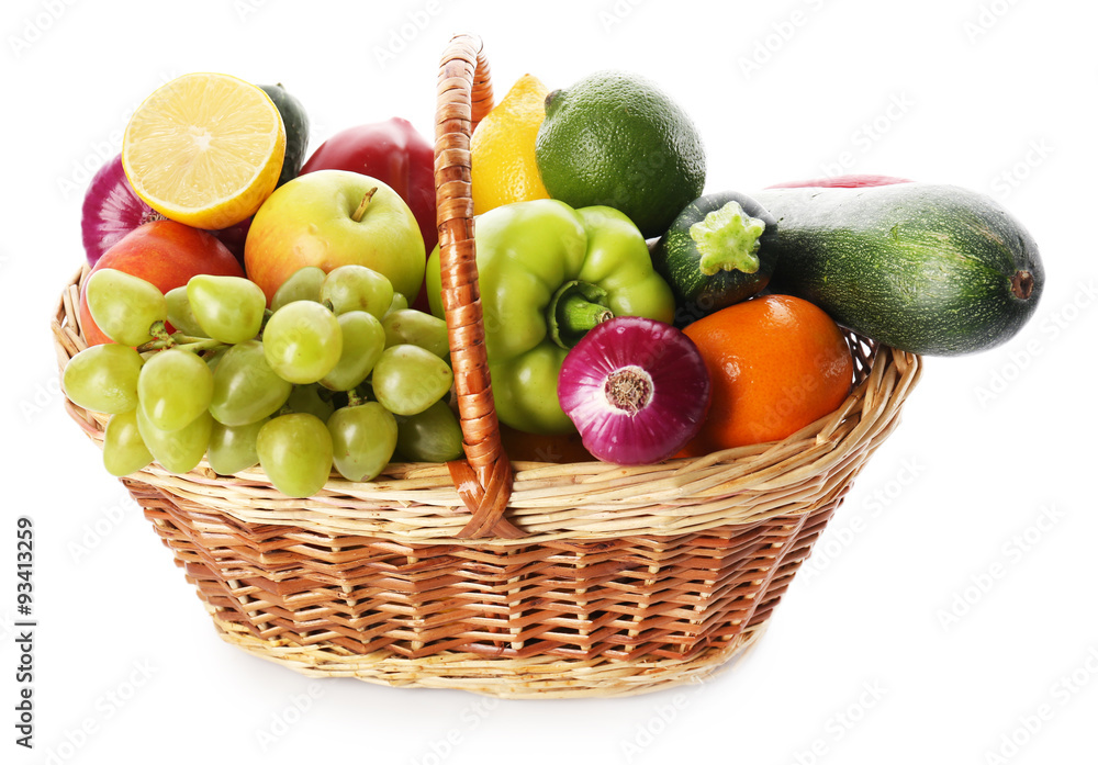 Fresh vegetables and fruits isolated on white Fresh vegetables and fruits isolated on white