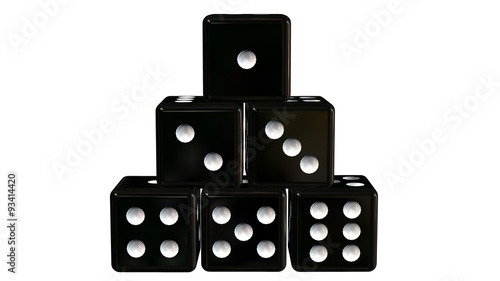 pyramid of black dices - isolated on white background