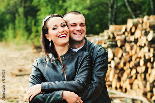 Closeup of happy couple in autumn