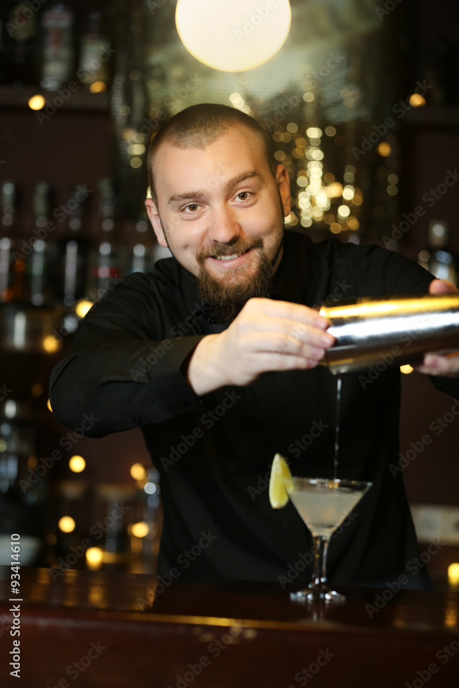 Bartender making cocktail
