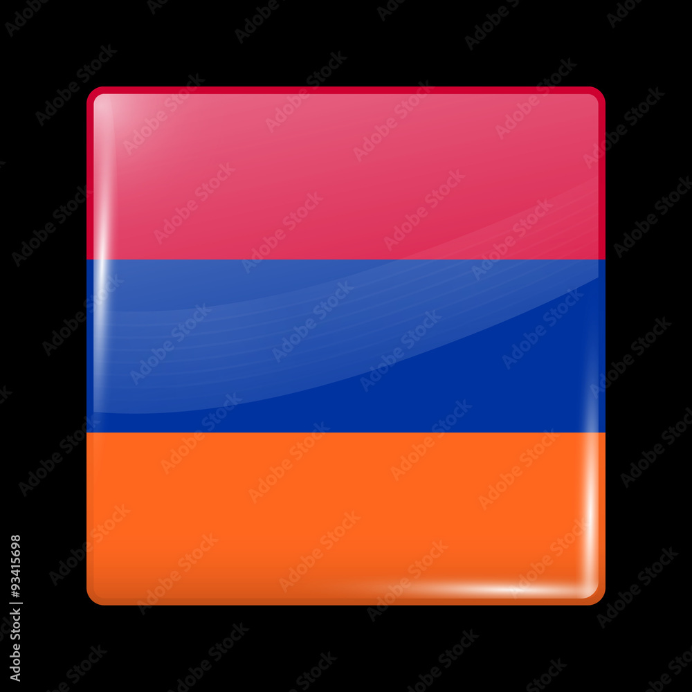 Flag of Armenia. Glass Icon Square Shape Flag of Armenia. Glass Icon Square Shape