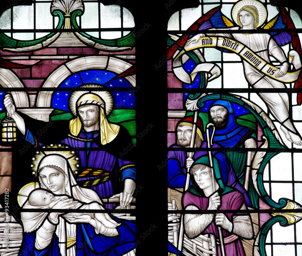 The Nativity: the birth of Jesus in stained glass