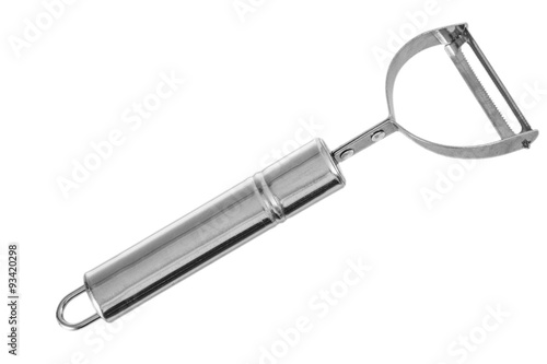 Metal peeler isolated on white photo