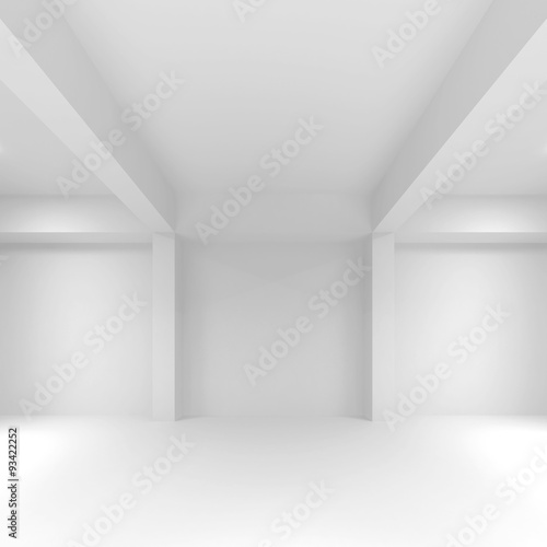 Abstract white empty interior background 3d