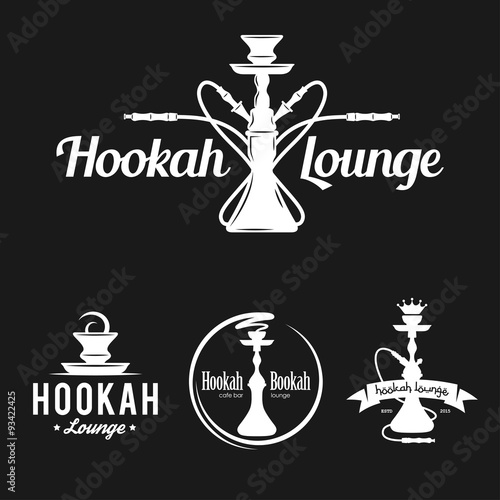 Set of hookah labels, badges and design elements.
