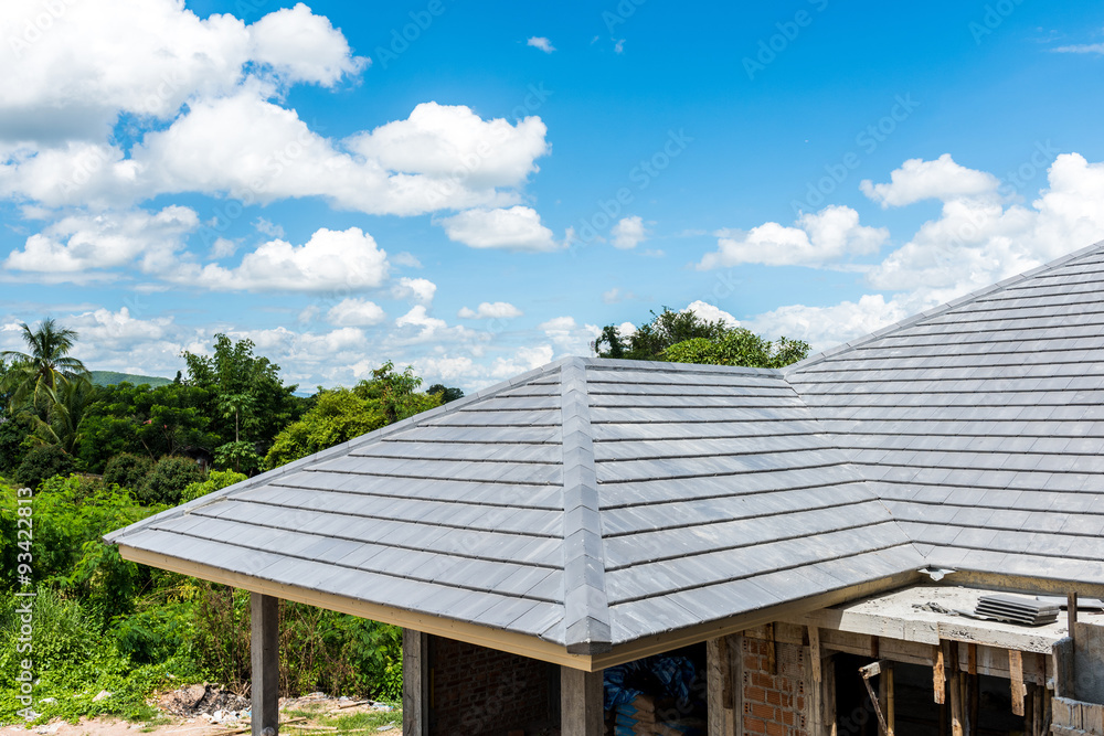 roof tiles with blue sky background roof tiles with blue sky background