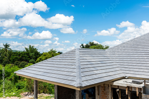 Wallpaper Mural roof tiles with blue sky background Torontodigital.ca