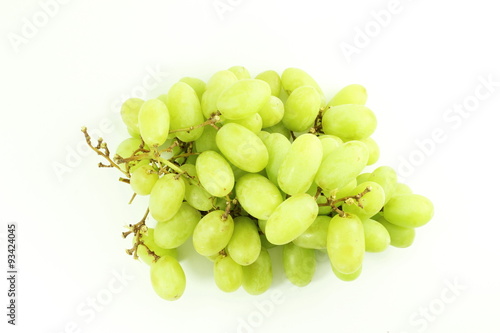green grapes bunch on white background
