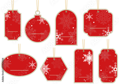 Christmas Price Tag - Hanging Red Label Set, Illustration Vector