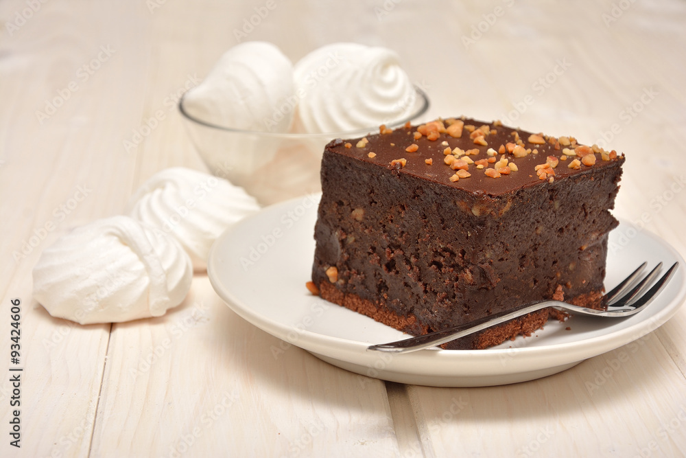 chocolate cake and meringue chocolate cake and meringue