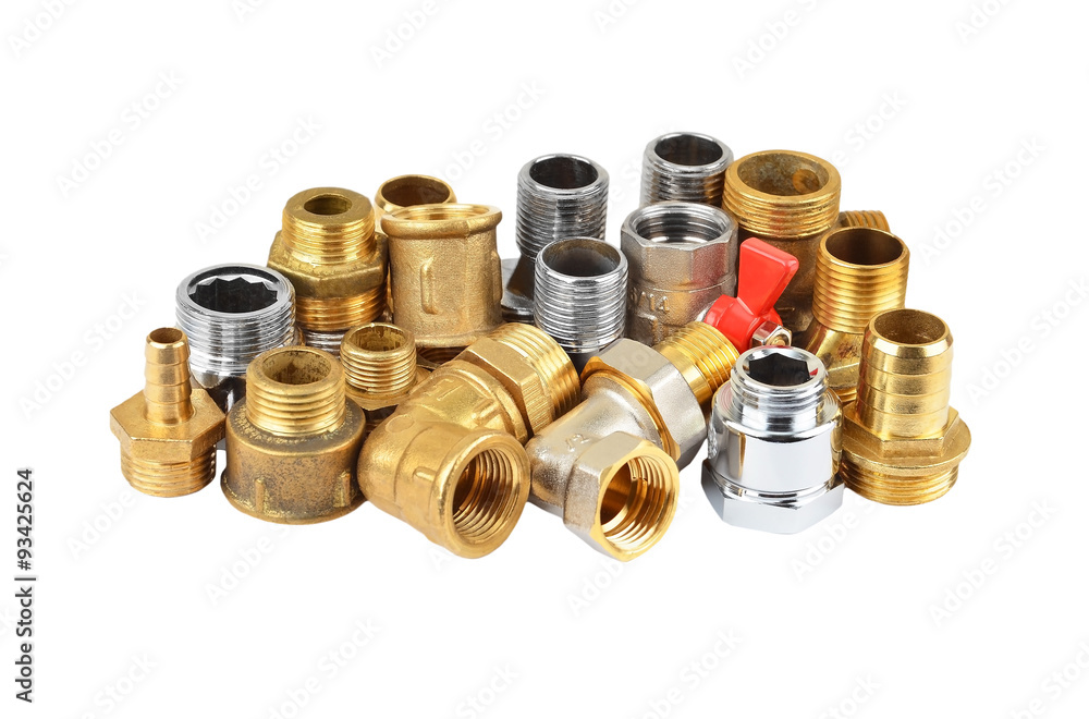 Plumbing fitting and tubulure, isolated on white background . Plumbing fitting and tubulure, isolated on white background .