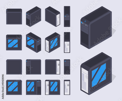 Isometric black PC cases