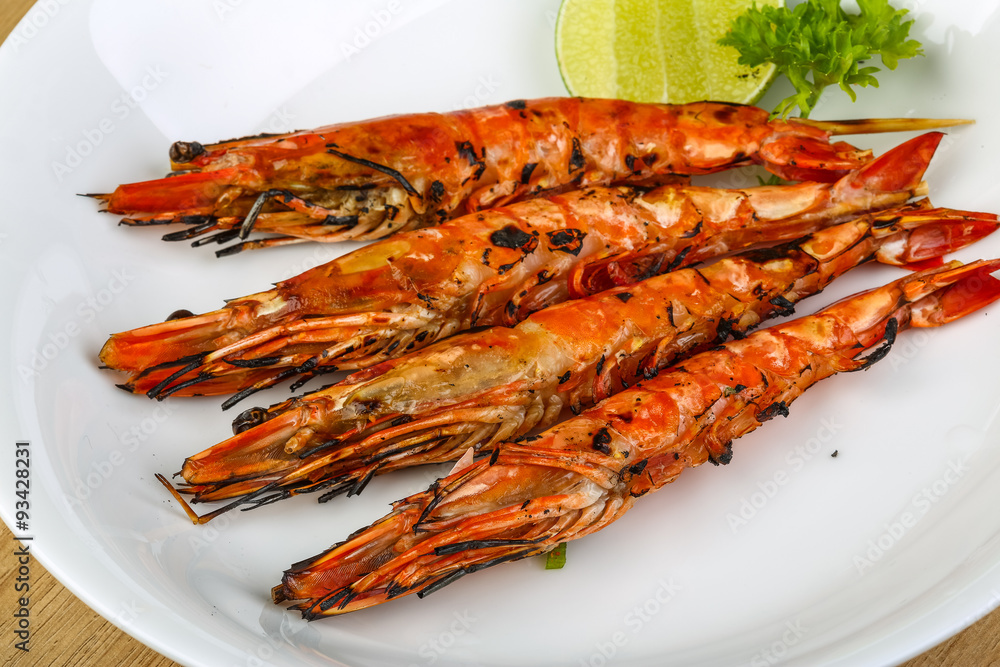 Grilled king prawns